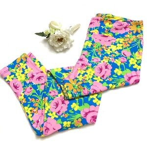 LuLaRoe Bright Floral Leggings in Blue, Pink, Yellow, Green